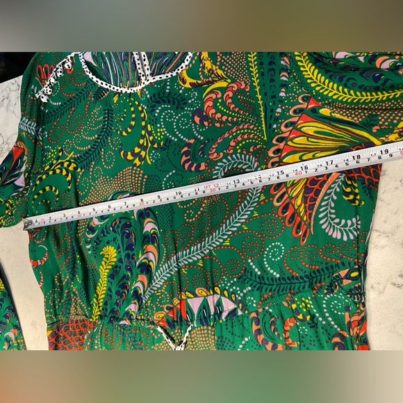 EUC Anthropologie Maeve Green Paisley Janis Dress Size 14 - Picture 7 of 10